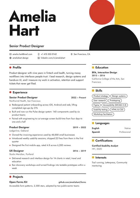 Bauhaus resume template