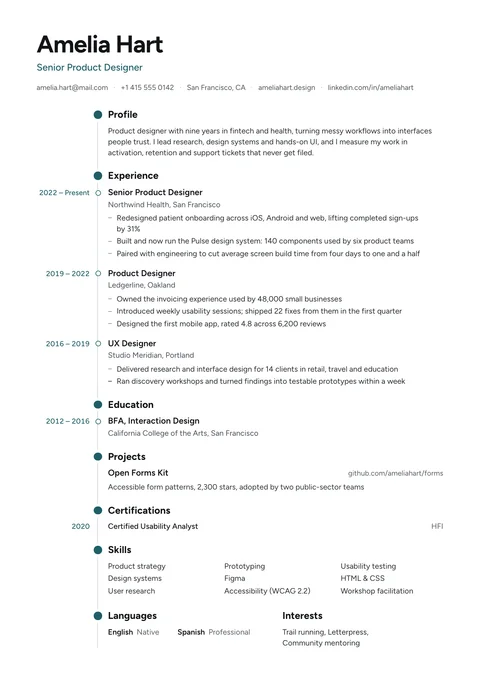 Chronicle resume template