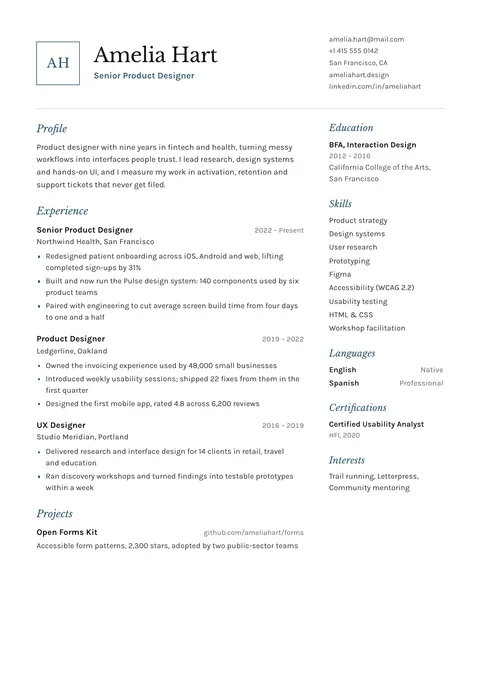 Crest resume template