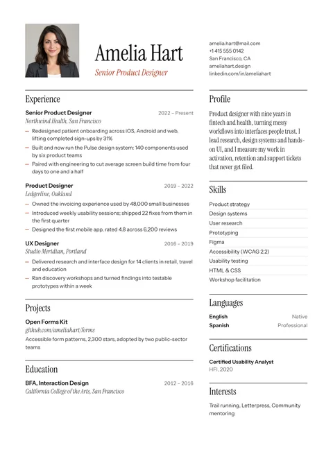 Folio resume template
