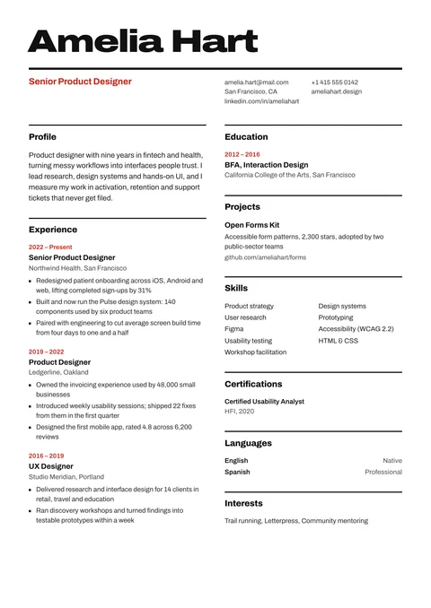 Grid resume template