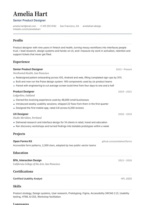 Harbor resume template