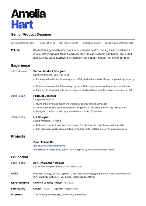 Kinetic resume template