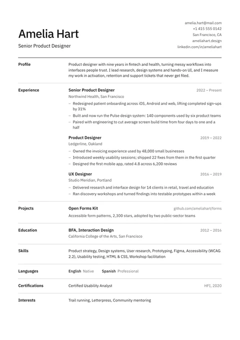 Ledger resume template
