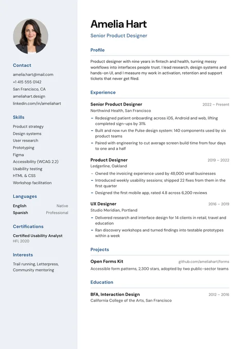 Meridian resume template