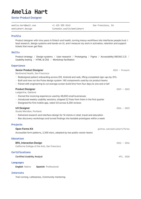 Mono resume template