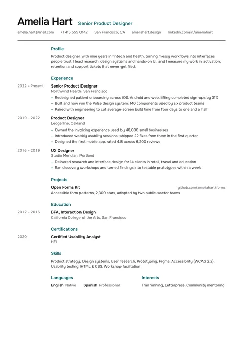Pulse resume template